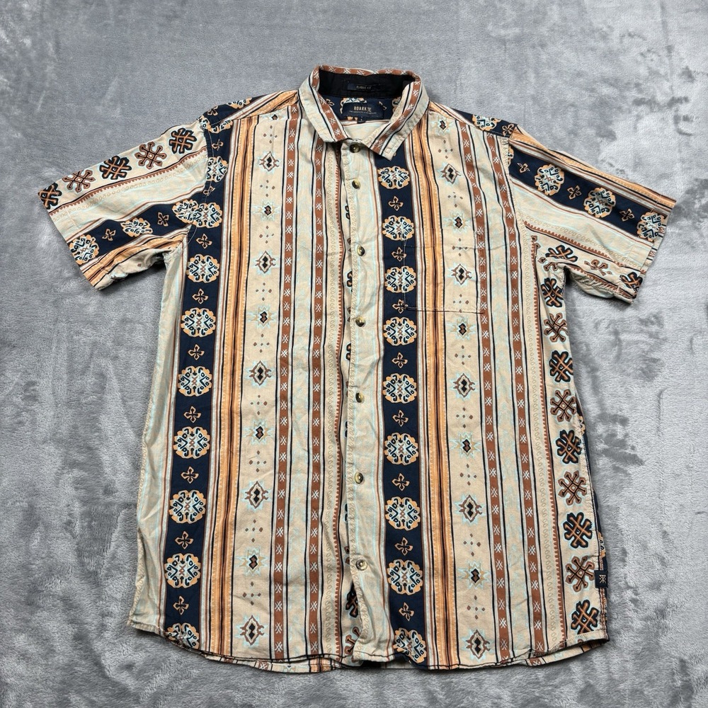 Roark Classic Fit AOP Tribal Aztec Button Up Short Sleeve Shirt Men's Large